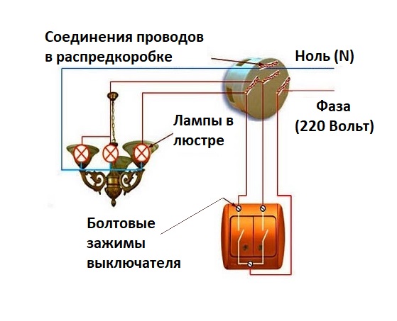 Схема подключения выключателя