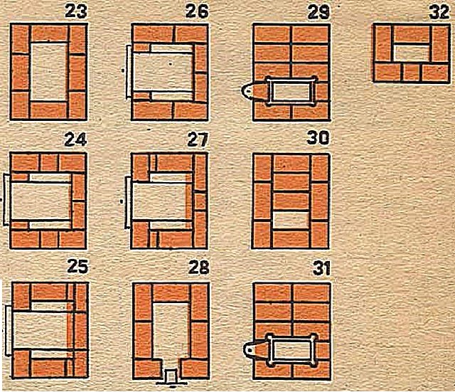 Порядовка дачной печки с 23-го по 32-ой ряды