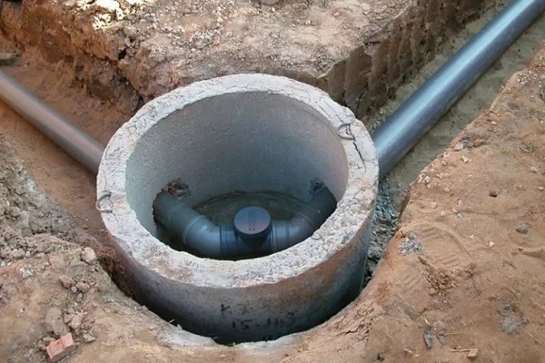 Поворотный канализационный пункт из бетонного кольца