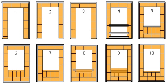 Схема порядовок 10 первых рядов кладки печки