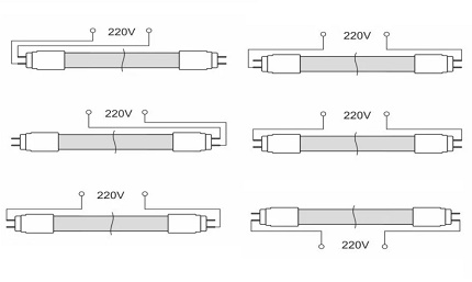 Схемы подключения LED трубок Т8