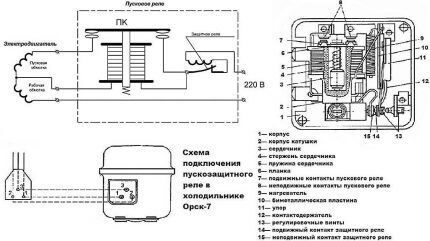 Схема пускозащитного реле