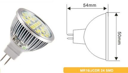 Габаритные размеры LED ламп