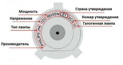 Образец маркировки на цоколе