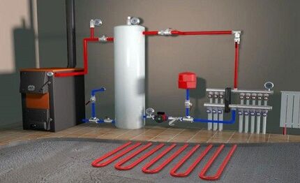 Схема принудительной системы водяного отопления 